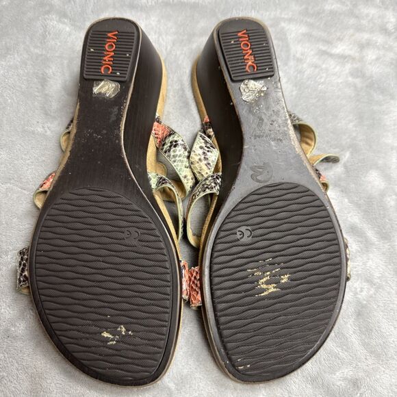 Vionic Radia Women’s Size 12 Snakeskin Triple Strap Slide Wedge Sandals - Picture 8 of 8